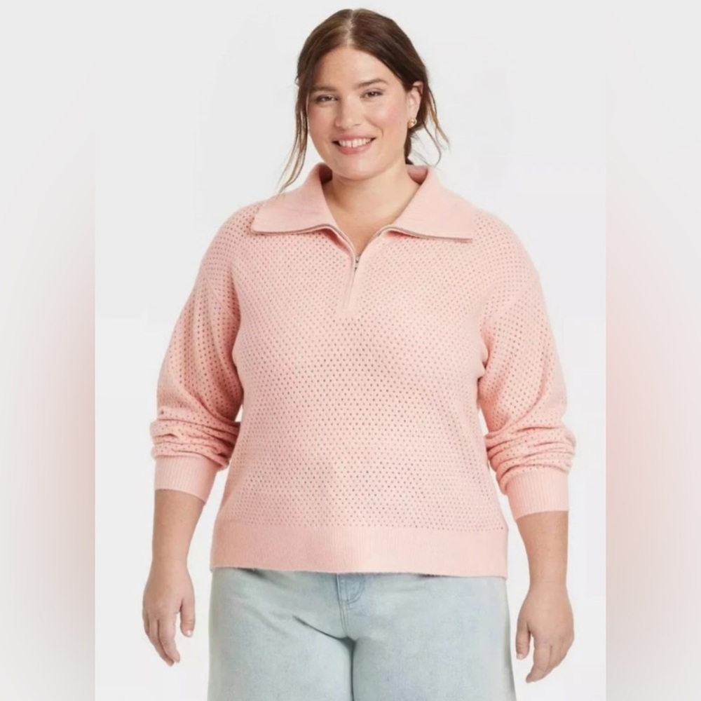 Pink Quarter-Zip Sweater universal thread 2x